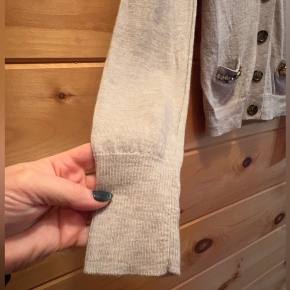 J.Crew Embellished Jewel Grey Cardigan 100% Merino Wool. Women’s size Medium. - Picture 4 of 12